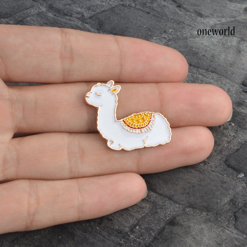 OW@ Cartoon Animal Alpaca Enamel Collar Shirt Pin Badge Brooch Jewelry for Women