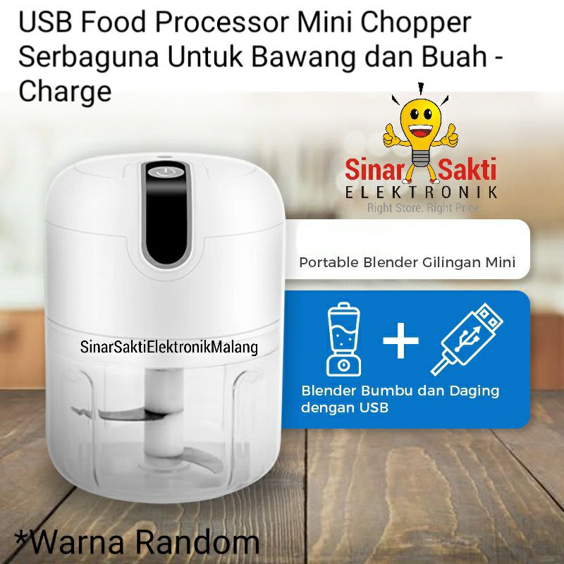 USB Food Processor Mini Chopper Blender Serbaguna Bawang Buah Charge Cas Rechargeable Malang