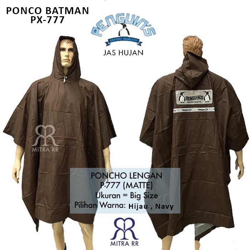 MitraRR Jas Hujan Poncho Lengan Penguins LGX 777 Big Size Rain Coat Tebal Ponco Motor