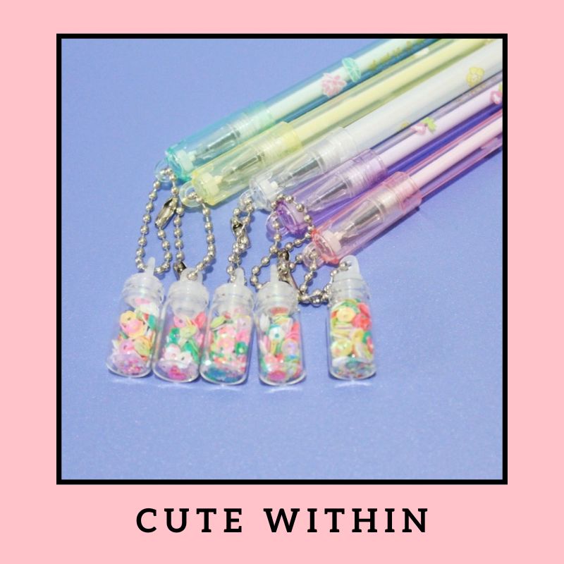 

PULPEN PEN TULIS GANTUNGAN GLITTER MANIK MANIK WARNA WARNI RANDOM LUCU UNIK CUTE MURAH AWET