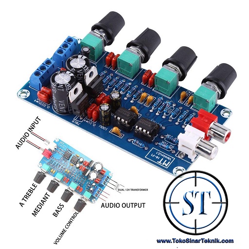 Kit Pre-Amplifier Tone Control Board OP-AMP NE5532 HIFI Class Low Noise Preamp Pre-Amplifier Mini NE 5532 4 Potensio In Ac CT 12-18V