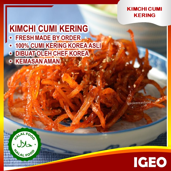 

Kimchi Cumi Kering Pedas 100 gr Halal Original Korean Taste Makanan Korea Lezat