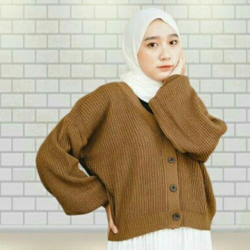 Outer cardy lengan balon rajut