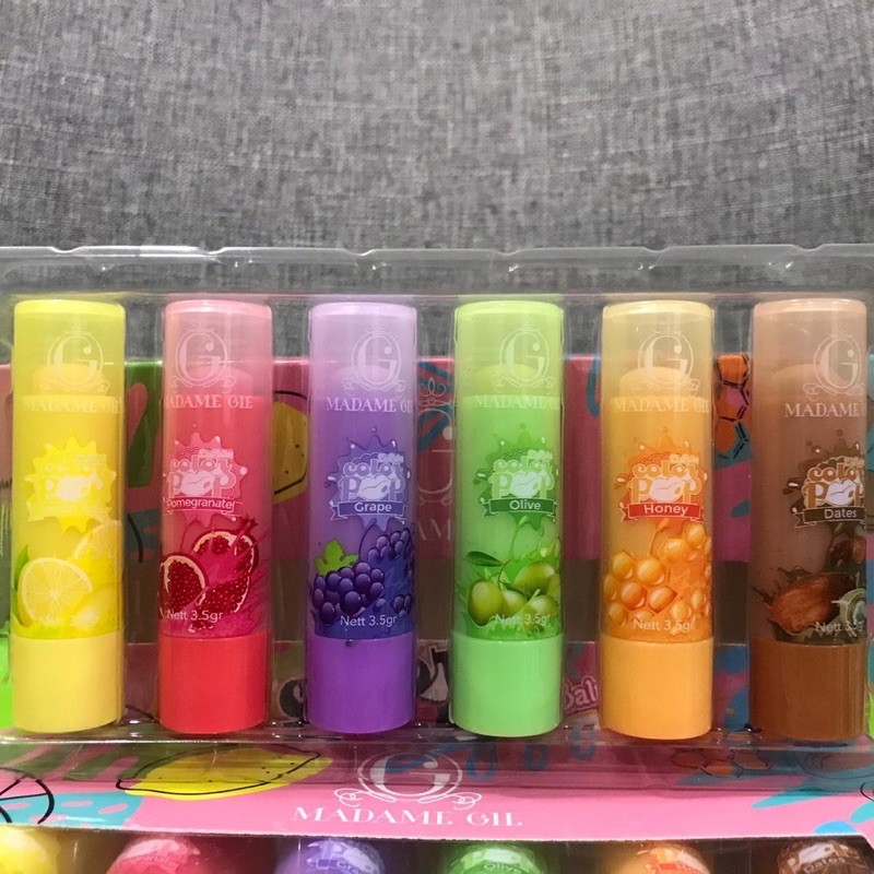 COLOR POP LIP BALM FRUITY MADAME GIE (1 BOX ISI 6 PCS)