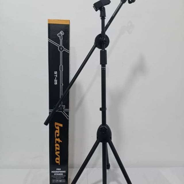 Stand Mic BETAVO ST-25 ST25 ST 25 Lantai Kaki 3 Tiang Mic Cagak Mic Tripod