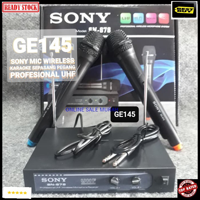 G145 SONY mic wireless karaoke mik sepasang mikrophone Wireles dual pegang UHF microphone pro suara audio sound sistem vokal vocal professional panggung dj studio G145   Sepasang mic pegang UHF  jarak mic bisa pakai sampe 20-40 meter.  BISA DIPAKAI KE SEG