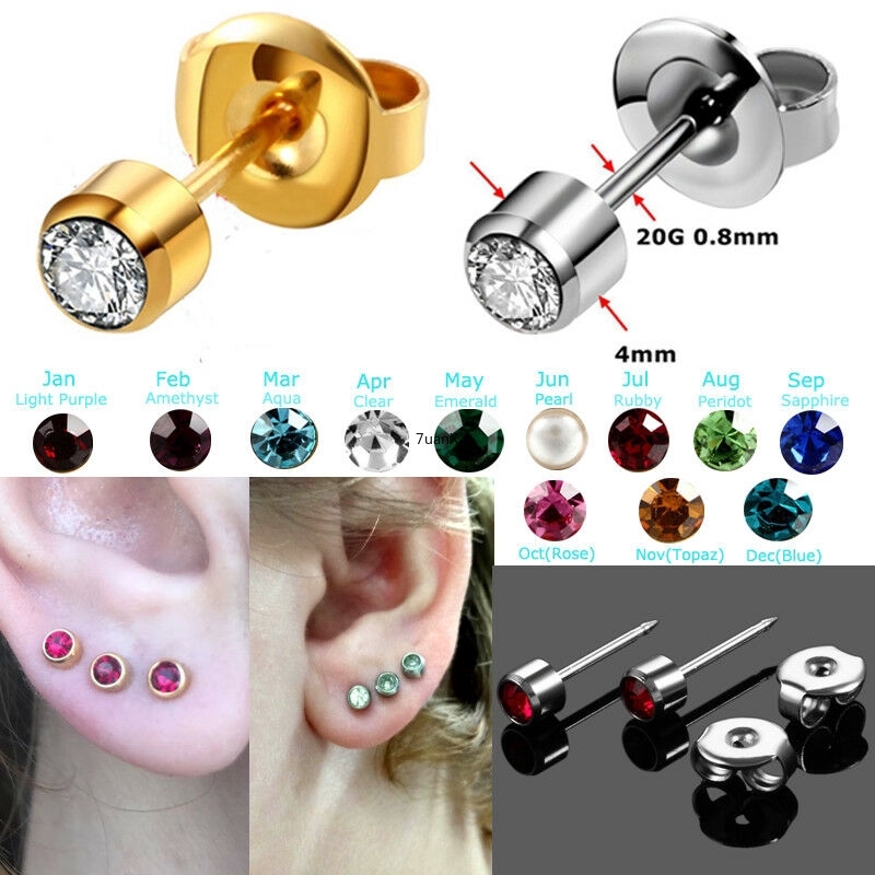 1 Pasang Anting Tindik Tulang Rawan Telinga Steril Bahan Baja Ukuran 4mm