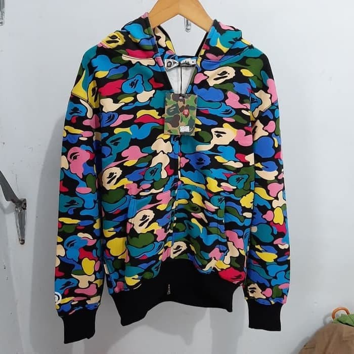 bape multi color hoodie