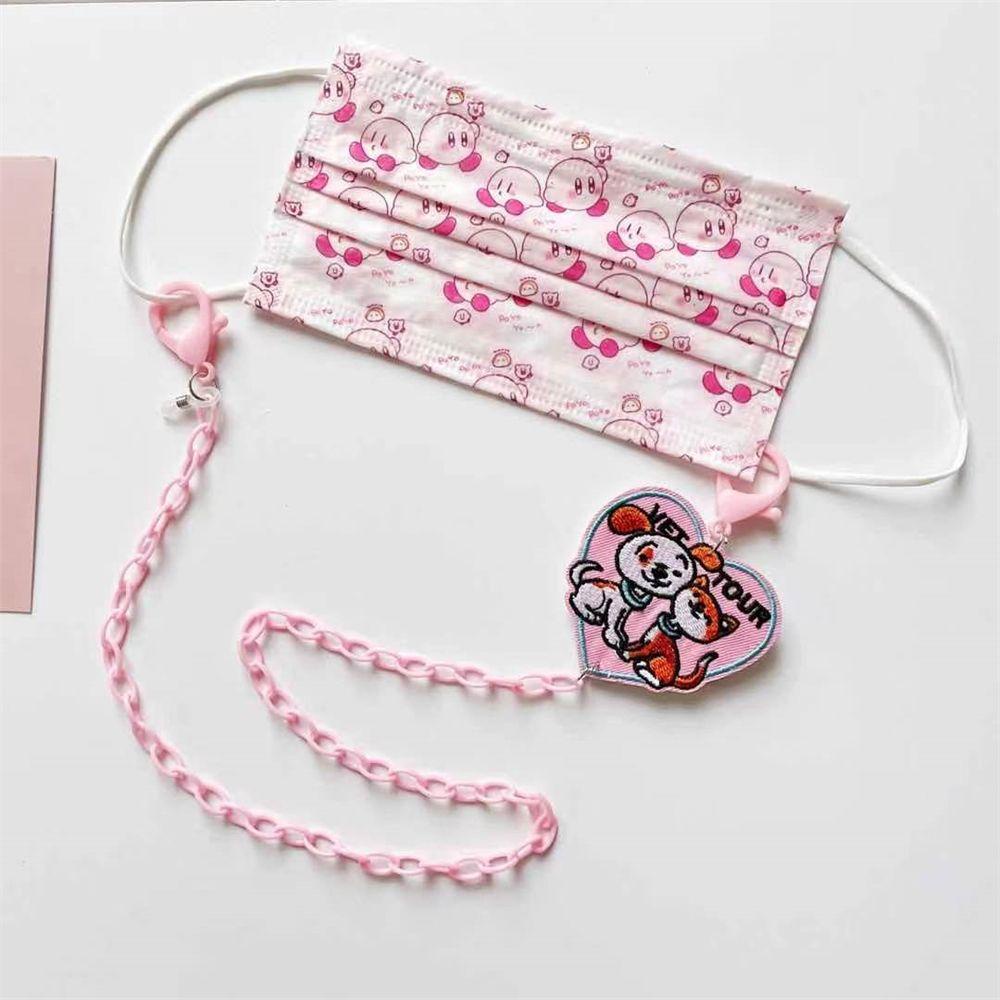 Nanas Rantai Penutup Wajah Warna Permen Lanyard Multicolor Kartun Hewan Penutup Wajah Cord Holders