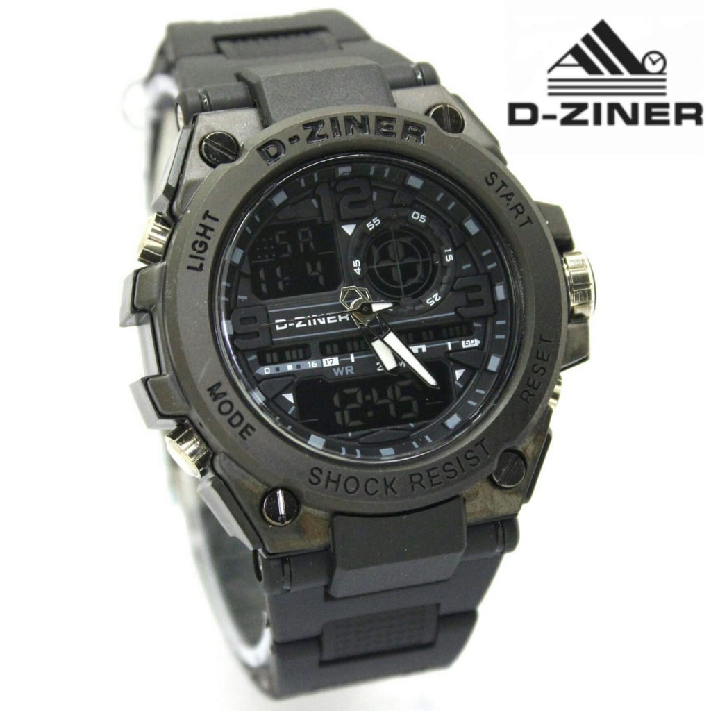 D-ziner 8206 - Jam Tangan Pria Murah - Dual Time Quartz - Anti Air - Mika Stell - Original