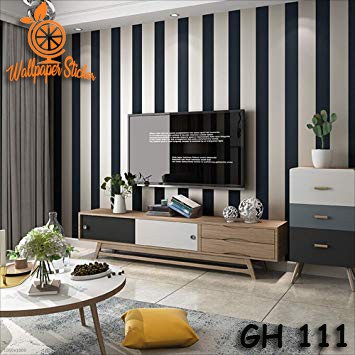 Wallpaper dinding 3d motif elegant / Wallpaper dinding kamar tidur anak wallstiker Gh111 Salur Hitam