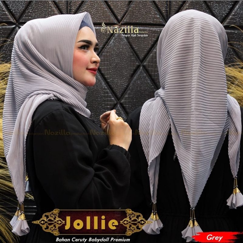 TASSEL JILBAB SEGIEMPAT PLISKET FULL LIDI TASSEL / segiempat plisket tassel KUNCIR JOLLIE NAZILA-TASSEL SEGI4 WHITE