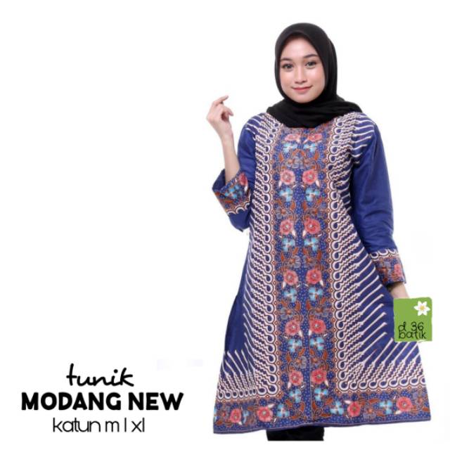 Semerbak Tunik kerja wanita katun halus batik new modang Baju atasan kantor katun cewek ibu kasual muslim muslimah solo