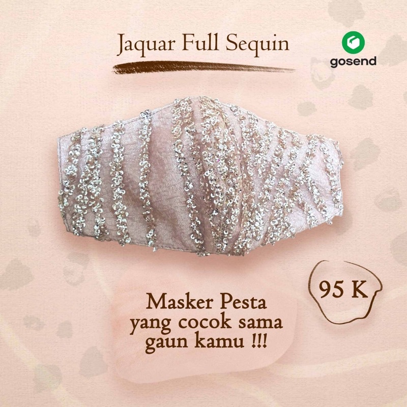 Masker Kain 3 ply | Masker Premium | Jacquard Brokat Sequin Rosegold