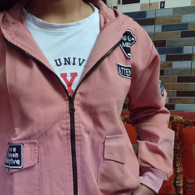 Jaket hoodie crop fashion Cute wanita
