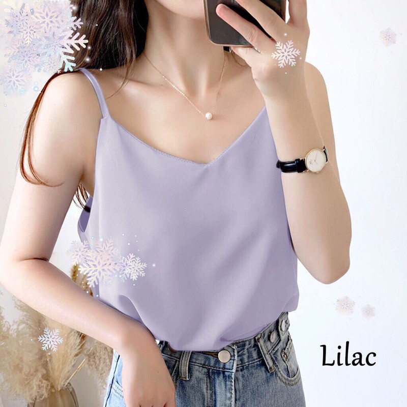 [COD] BEST SELLER Basic Tank Top Tali - Tank Top Premium - Strappy Tank-Lilac
