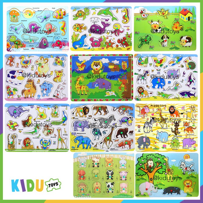 Mainan Puzzle Anak Puzzle Knob Hewan Kidu Toys