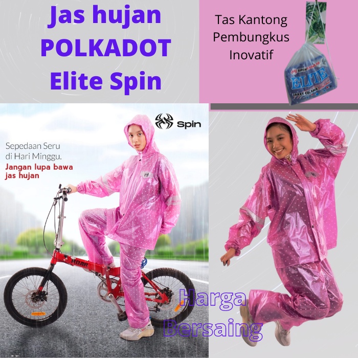 Jas Hujan Setelan Dewasa Baju Celana Motif Polkadot Onde Bulat Imut Keren Murah - Raincoat Mantel Hujan Jaket Celana Pria Wanita Dewasa SPIN ELITE