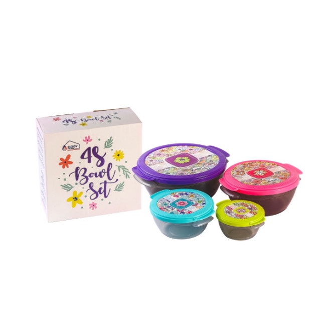 Mangkok Serbaguna 4in1+ Tutup Pavia Bowl Set Mangkiok Kue/ Buah/ Sayur