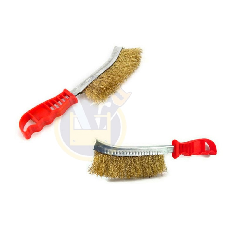 Sikat Kawat Kuningan Gagang Plastik / Sikat Kawat Model Golok Wire Brush Sikat Baja Sikat Bari / Sikat kawat