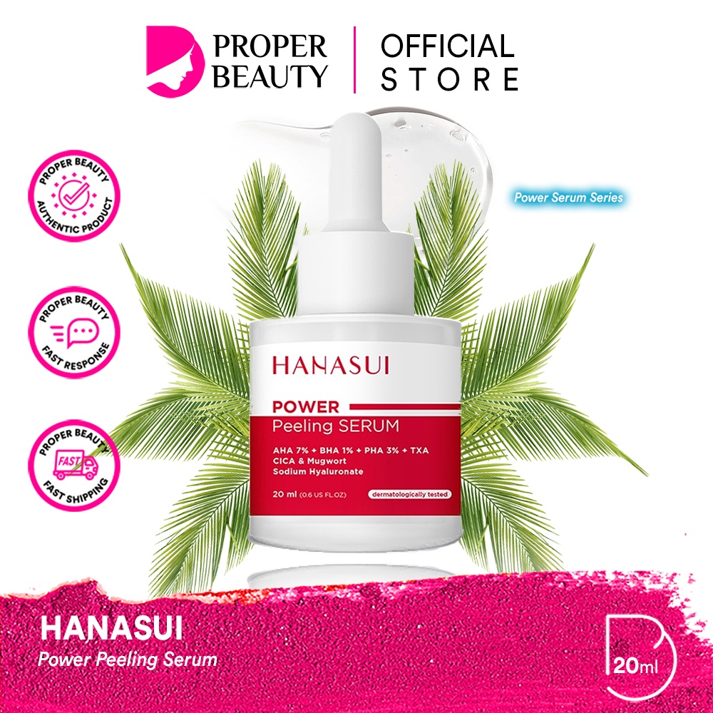 HANASUI Power Peeling Serum Indonesia / Serum Wajah / AHA 7% + BHA 1% + PHA 3% + TXA CICA &amp; Mugwort Sodium Hyaluronate 20ml / Mengangkat Sel Kulit Mati Boosting Collagen Pori Exfoliator Halus / Super Powerful Series / Skincare Face Care Intense Treatment