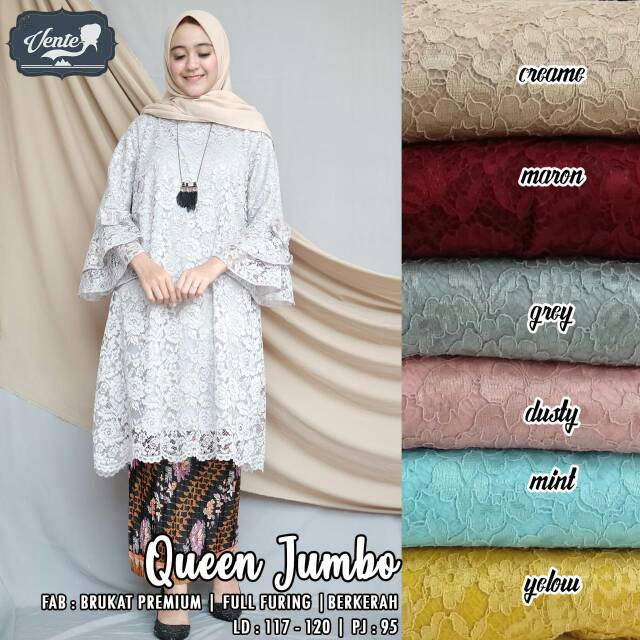 Kebaya brokat queen jumo big  size  atasan wanita lengan 