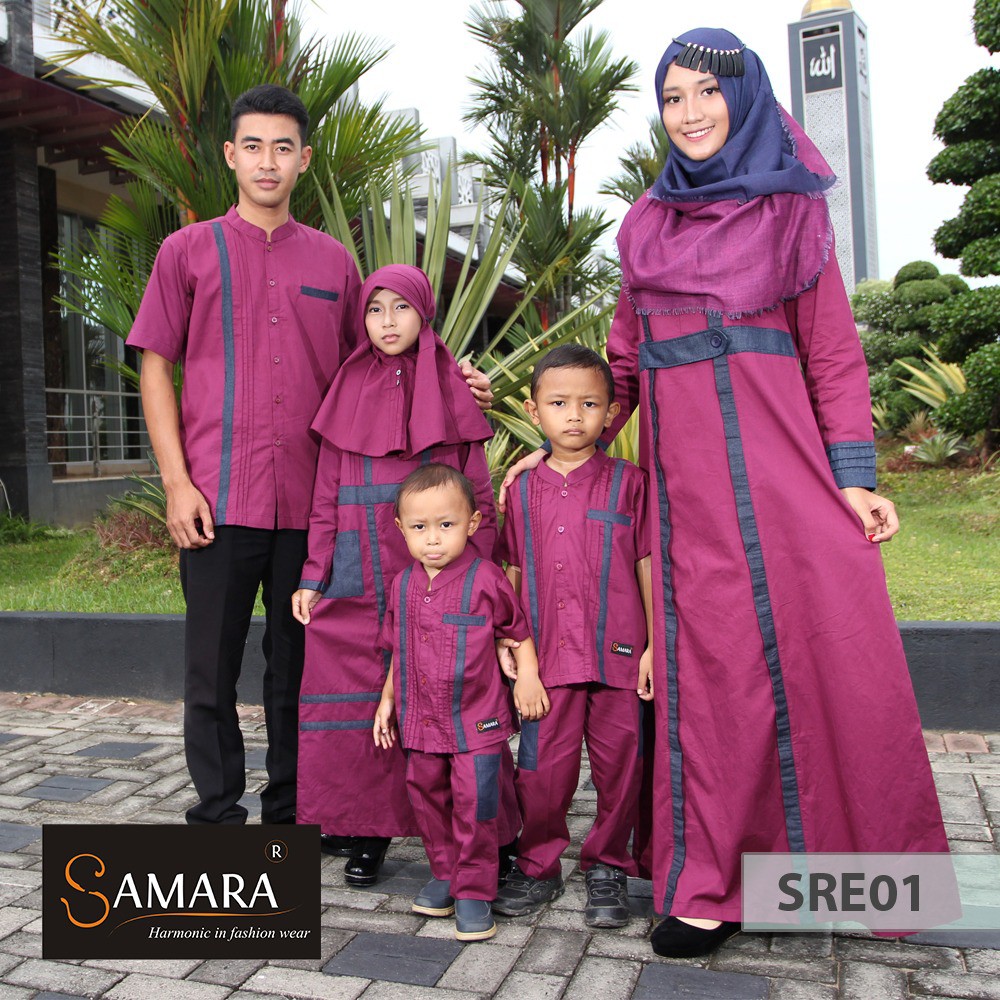  BAJU  COUPLE Keluarga  Muslim  Branded  Samara SR E01 Shopee 