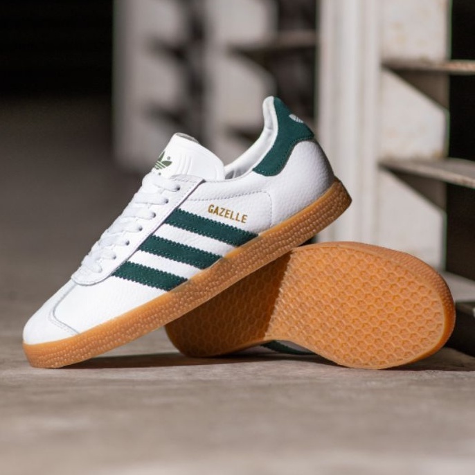 Adidas Gazelle White Green Sol Gum Original Sneakers Pria