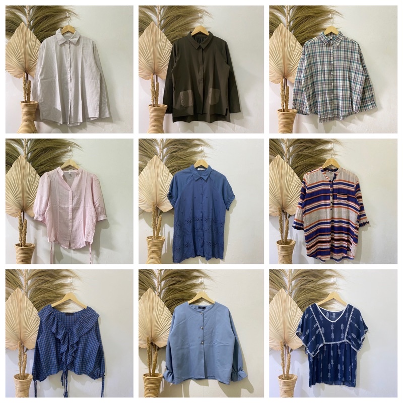 Thrift Kemeja Blouse Atasan Wanita Motif Polos Vintage - Batch 37 (B2-153 s/d B2-192)