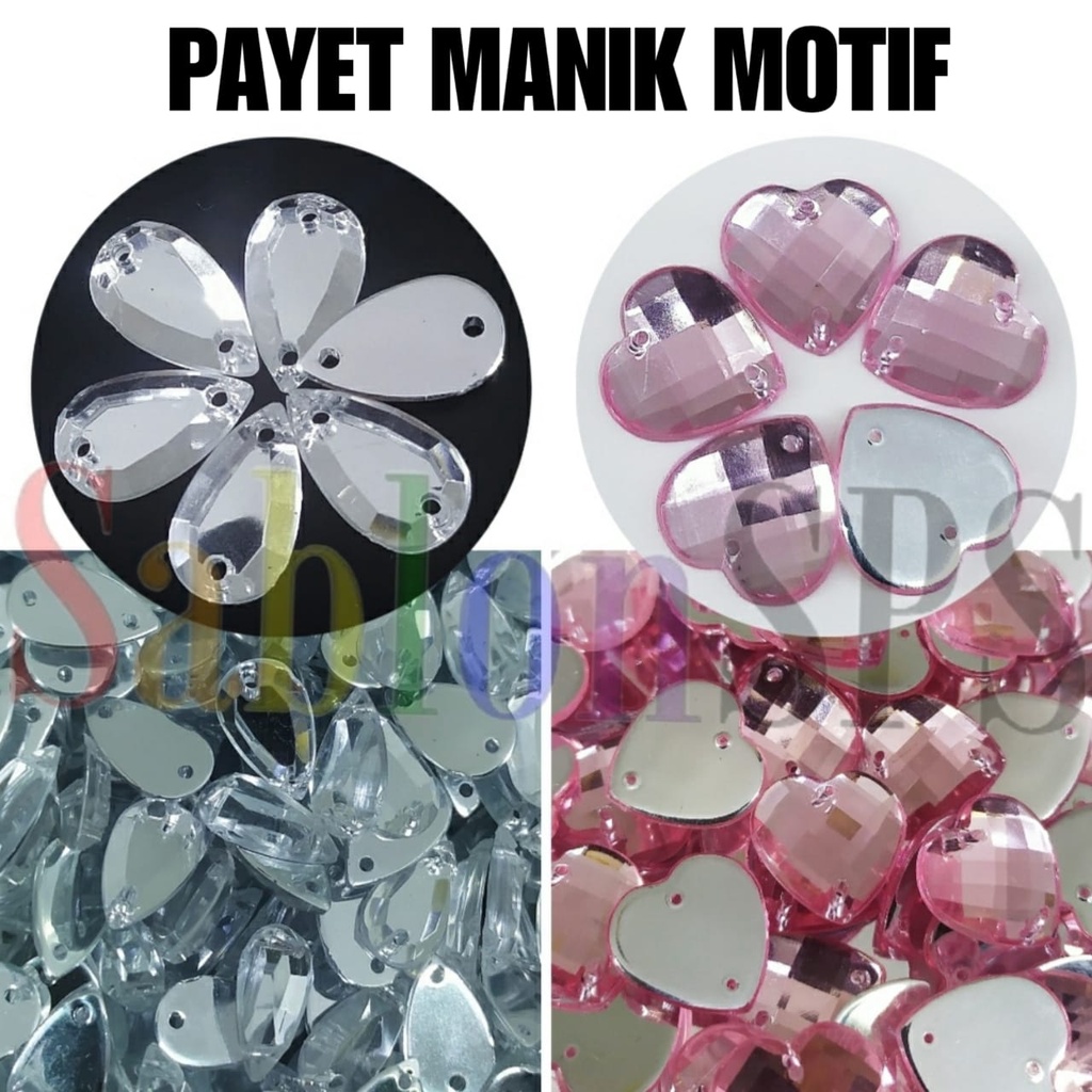 MANIK-MANIK PAYET JAHIT MOTIF CRYSTAL