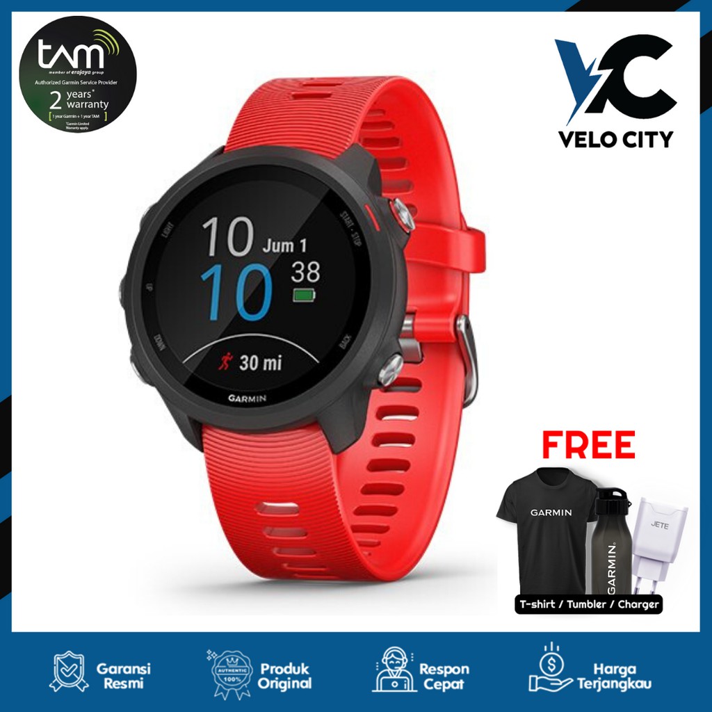 Garmin Forerunner 245 Music Lava Red - Tam 2 Tahun