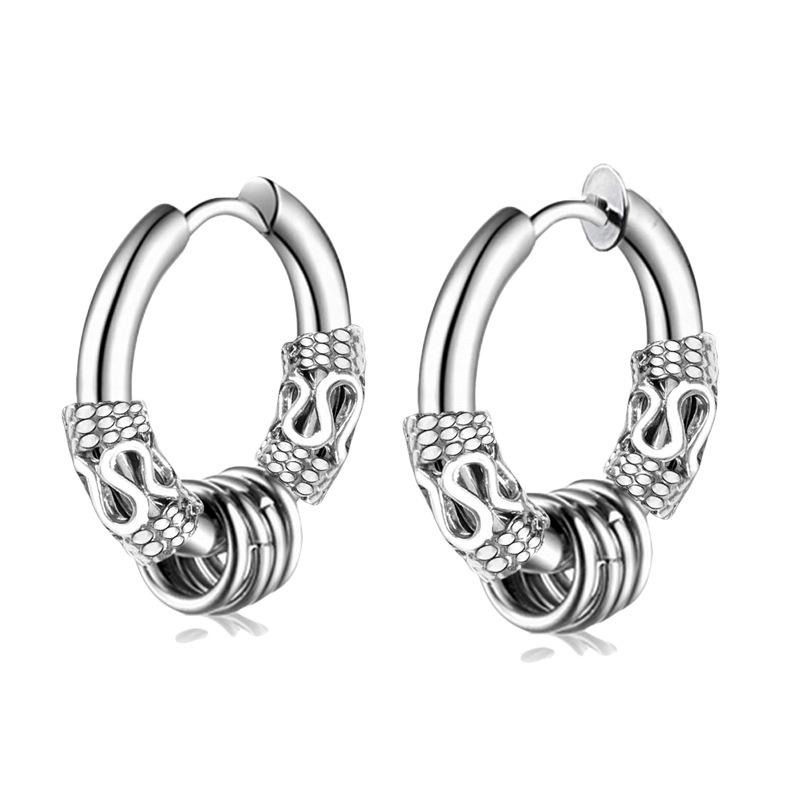 Anting Hoop Kecil Bahan Stainless Steel Warna Silver Gaya Vintage Untuk Pria Dan Wanita