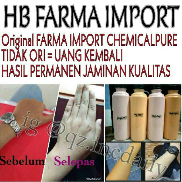 BELI 300gr BONUS 1 BOTOL Lotion HB Farma super IMPORT 10x lebih keras racik kiloan pemutih whitening