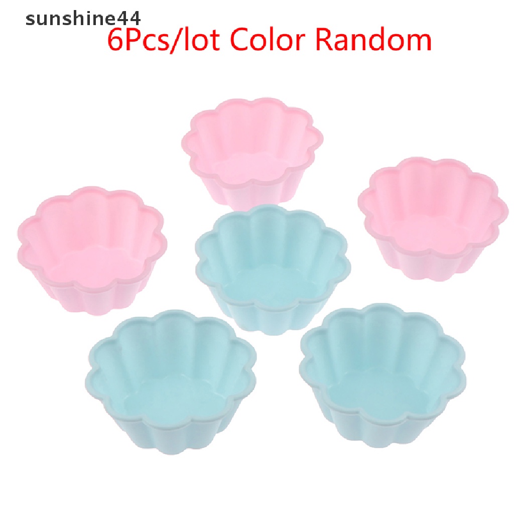 Sunshine 6pcs Cetakan Kue Muffin / Cupcake DIY Bahan Silikon
