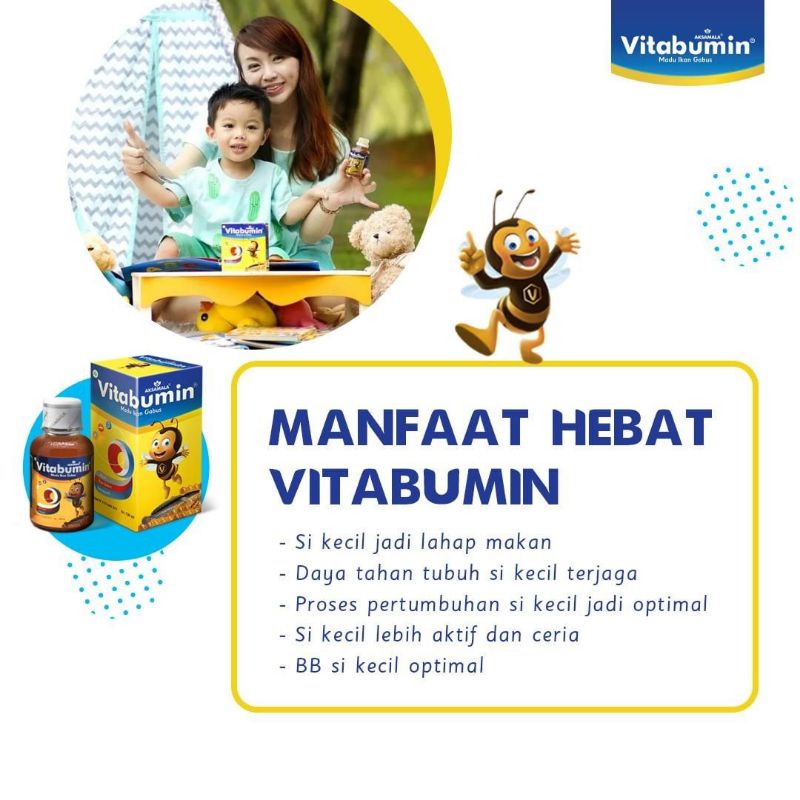 Vitabumin Madu Albumin Ikan Gabus 60 ml | 130 ml Nutrisi Tumbuh Kembang Penambah Nafsu Makan Anak