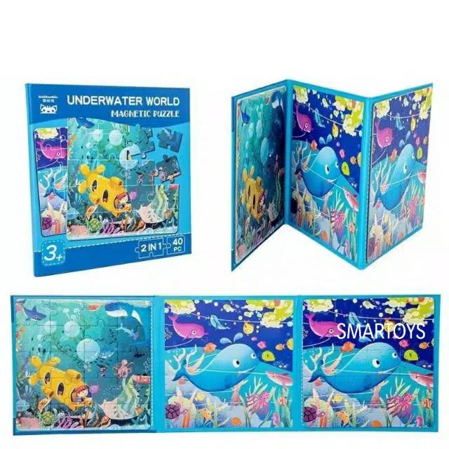 Mainan Edukasi Magnetic Jigsaw Puzzle 2 in 1 Magnet Mainan anak