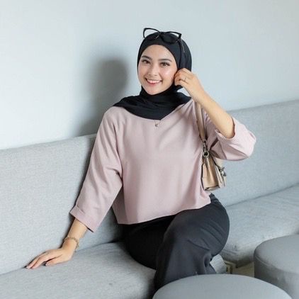 (AMD) BLOUSE BRILIAN KEMEJA CROP OVERSIZE AIRFLOW ATASAN WANITA