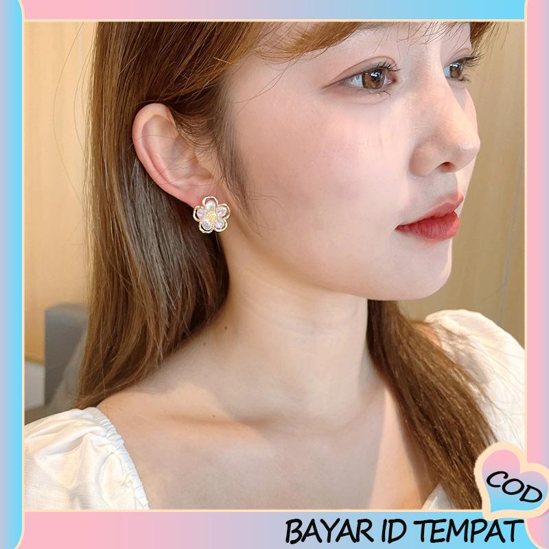 COD❤️ Simple Retro Super Fairy Double Layer Flower Earrings Wanita Anting Fashion Pribadi-A.one