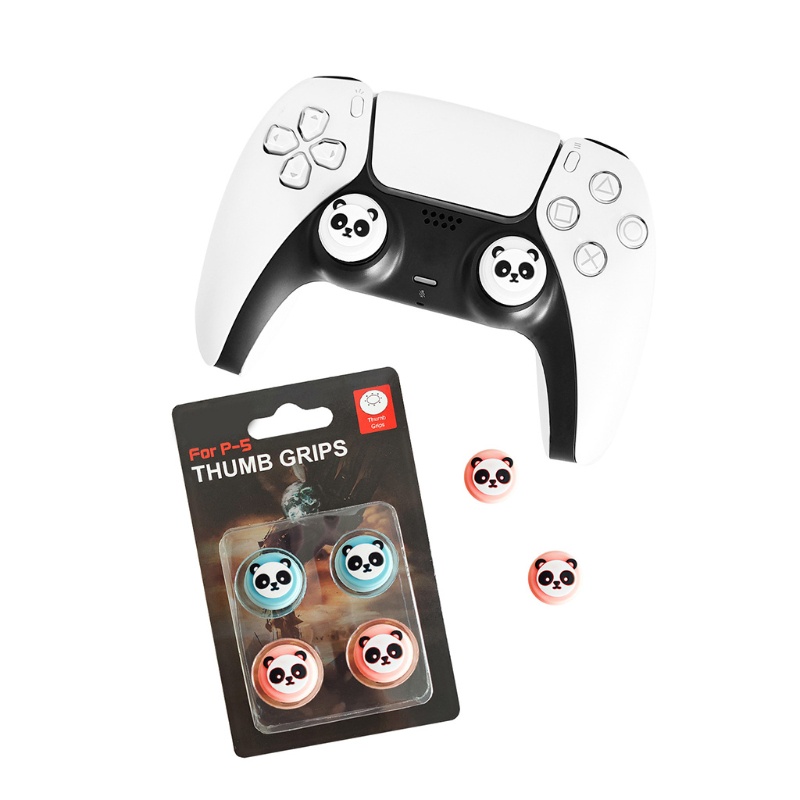 Btsg 4Pcs Penutup Lengan Silikon Motif Panda Yang Indah Untuk Controller Thumb Grip Konsol Game Joystick Cover