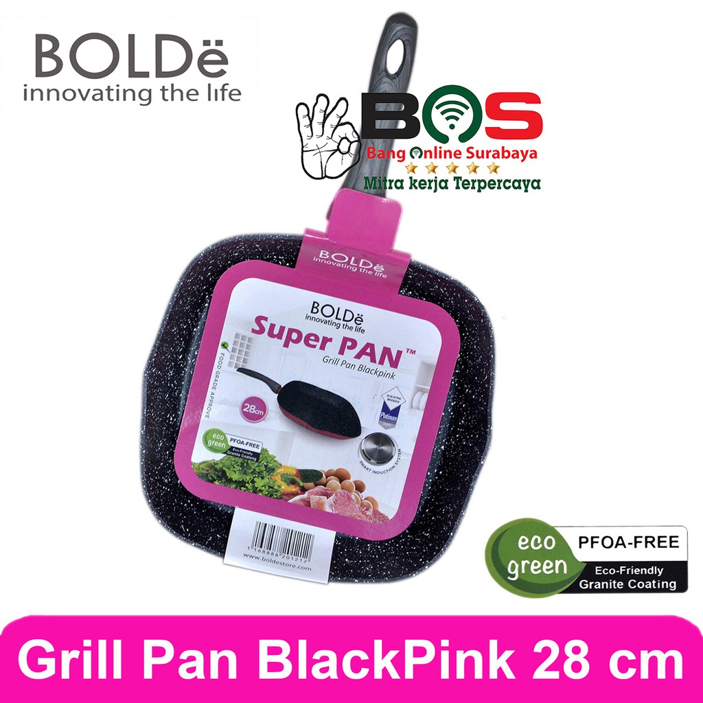 Grill Pan Bolde 28 CM Bolde Super Pan Granite Warna Black Pink Grill Pan BBQ