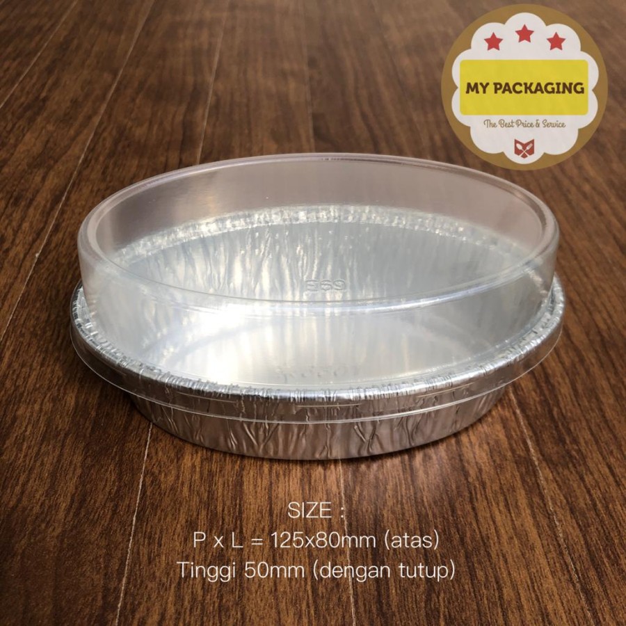 Aluminium Foil Food Container OVAL 180ml PREMIUM + Tutup (10set) 6301-P