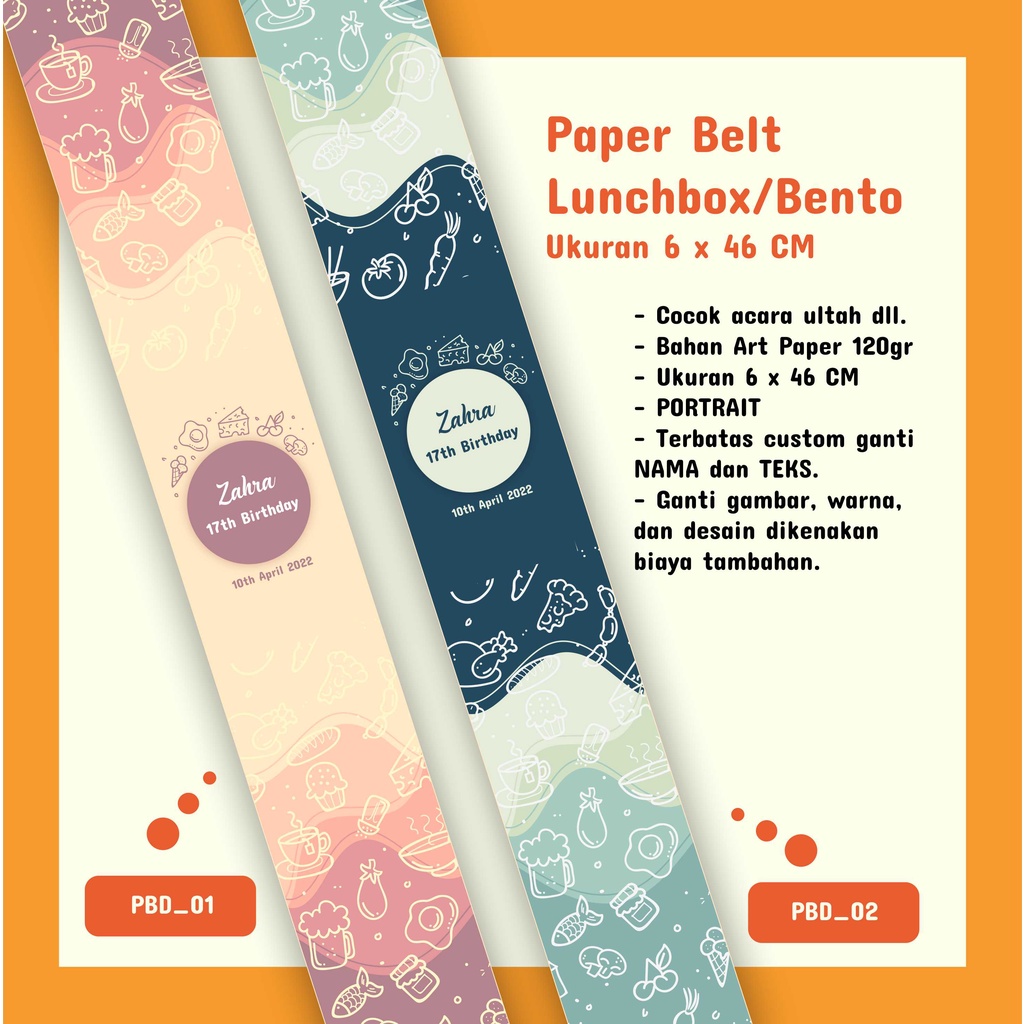 

Paper Belt Label Lunchbox/Bento - Ukuran 6 x 46 CM Portrait