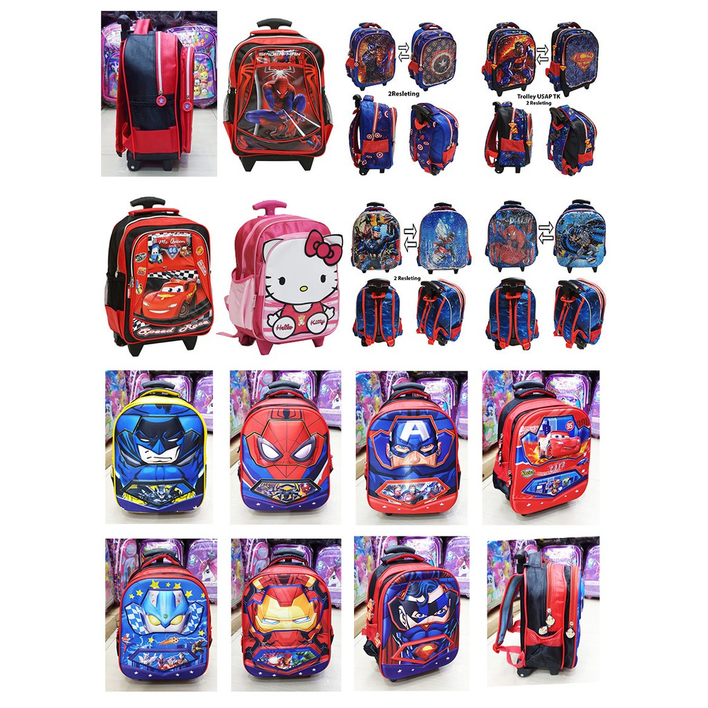 SALE PROMO  TAS MURAH Tas Trolley Anak Laki Laki Sekolah TK Gambar Anak Cowok Soft Timbul TK + TIMBUL 3D ( Body Happy Max 12inch dan 13inch Duet )