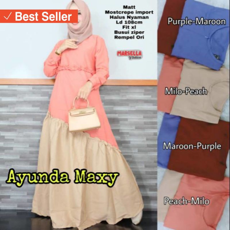 DRESS MAXI WANITA CANTIK ANGGUN RAPI HALUS MURAH / Ayunda Maxy Marsella