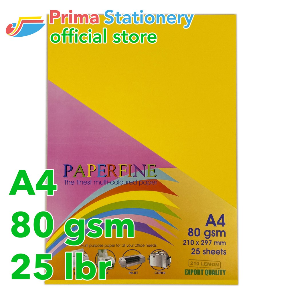 

Paperfine Kertas HVS Warna A4 Lemon Sinar Spectra IT 210 Isi 25 Lembar