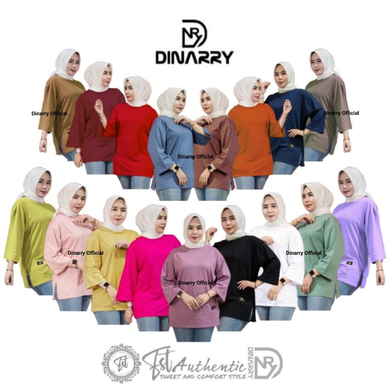 Kaos Oversize Wanita Hijab Style Muslim Motif Polos Lengan 7/8 Original Fst Authentic Terbaru Dan Te