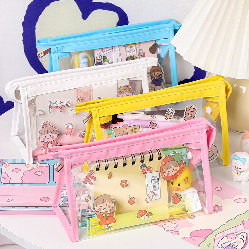 Tempat Pensil Bahan Pvc Transparan Anti Air Kotak Pensil Aesthetic Besar Tempat Pensil Transparan Anak Pencil Case Korea Alat Tulis Peralatan Sekolah Jepang Khas Lucu Imut Cute Gemoy Indah Pesona Winzige Miloli