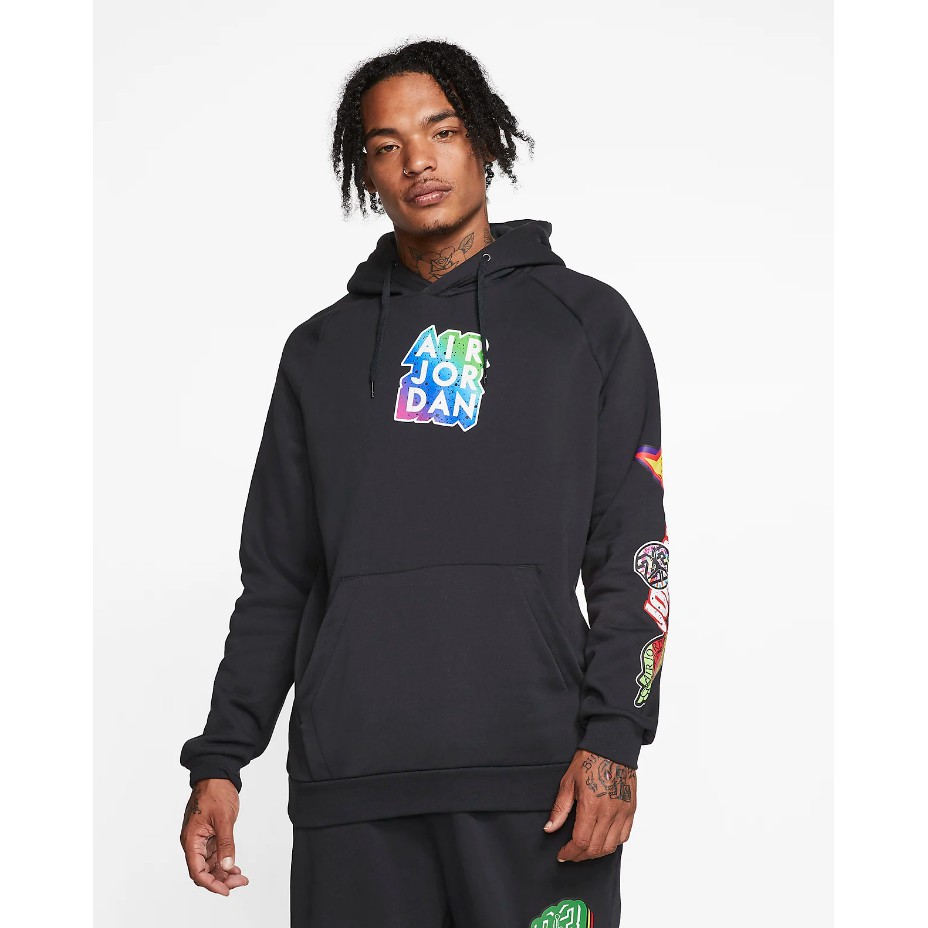 NIKE AS M JM STICKER PO HDY BLACK 20SP-I AIR JORDAN JUMPMAN STICKERS MENS PULLOVER