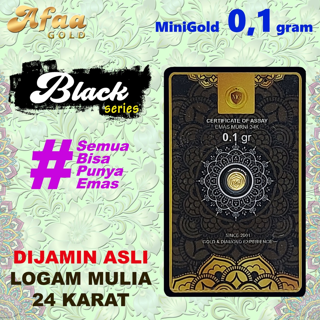 Black Series Minigold 0.1 gram ASLI Logam Mulia Emas Murni 24 Karat bersertifikat dan berkuitansi