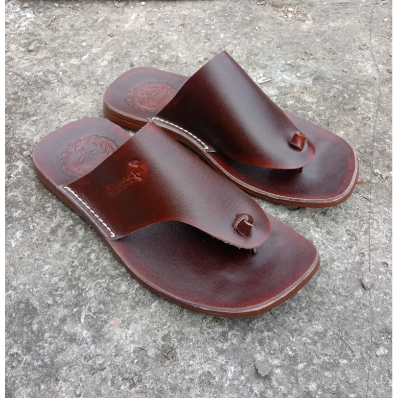 sandal jepit pria bahan kulit asli original leather model terbaru